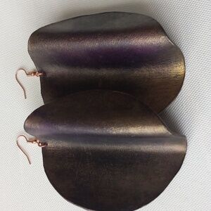 Elegant Purple and Metallic Gold Leather Earrings Handcrafted By J.Monique